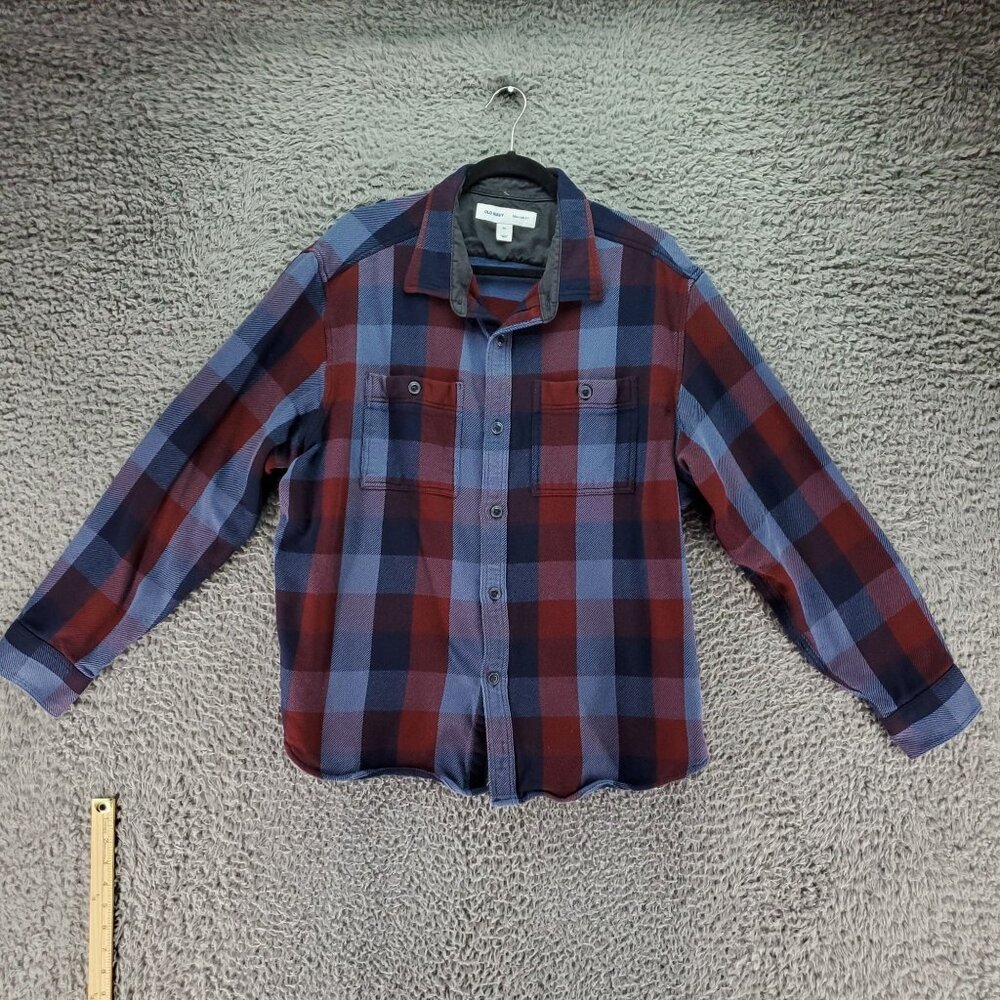 Old Navy Shirt Mens XXL Blue & Red Plaid Regular Fit Cotton Flannel Shirt